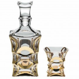 Набор для виски "X-LADY GOLD", 1 штоф 700 мл + 6 стаканов (240 мл) из хрусталя Crystal Bohemia