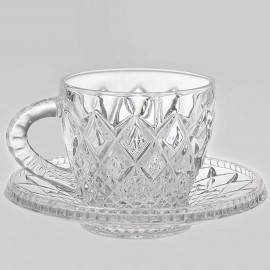 Набор для кофе "Mokko" Diamond 2 чашки + 2 блюдца из хрусталя Crystal Bohemia