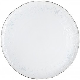 Блюдо мелкое круглое 32 см декор Деколь отводка платина