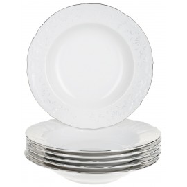 Тарелка мелкая 25 см декор Деколь отводка платина