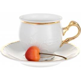 Чашка с блюдцем 145 мм (6 шт) Белоснежный тюльпан золотые держатели