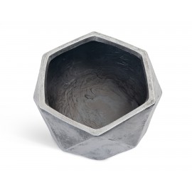 Кашпо ERGO Rombo низкая чаша-многогранник состаренное серебро д-41, в-21 см