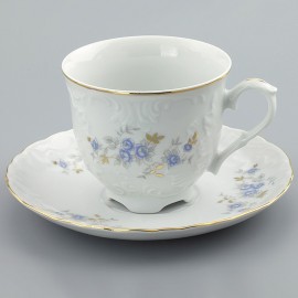 Чайная пара 6пр 250/15 Rococo 9706 голубой цветок из фарфора Сmielow