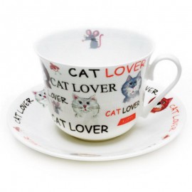 Обожаю кошек чайная пара для завтрака 500 мл XLOVC1100