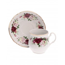 Чашка для чая 310 мл с блюдцем 160 мм Bernadotte Английская роза отводка золото Thun