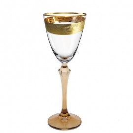Фужеры для вина Элизабет Q7938 золото+коричневая ножка 190 мл. 6 шт. Crystalex Bohemia