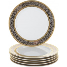Тарелка десертная 17 см Опал декор Широкий кант платина золото