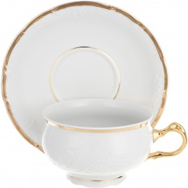 Чашка с блюдцем 165 мм Белоснежный тюльпан золотые держатели