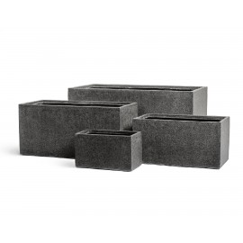 Кашпо Effectory Stone низкий прямоугольник тёмно-серый камень д-80, ш-35, в-37 см