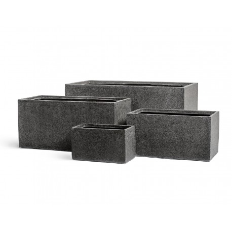 Кашпо Effectory Stone низкий прямоугольник тёмно-серый камень д-100, ш-45, в-45 см