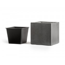 Кашпо Effectory Beton куб тёмно-серый бетон 20х20х20 см (без технич.кашпо)
