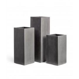 Кашпо Effectory Beton, высота 97 см, 31х31 см, высокий куб тёмно-серый бетон