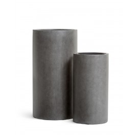 Кашпо Effectory Beton, высота 80 см, диаметр 41 см, высокий цилиндр тёмно-серый бетон
