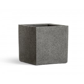 Кашпо Effectory Stone, 20х20х20 см, Куб тёмно-серый камень