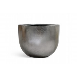 Кашпо Effectory Metal, высота 37 см, диаметр 46 см, низкая конус-чаша стальное серебро6