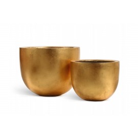 Кашпо Effectory Metal, высота 48 см, диаметр 60 см, низкая конус-чаша сусальное золото