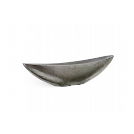 Кашпо-ваза Effectory Metal, высота 15 см, ширина 13,5 см, длина 65 см, Лодка стальное серебро