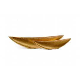 Кашпо-ваза Effectory Metal, высота 15 см, ширина 13,5 см, длина 65 см, Лодка сусальное золото