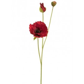 Мак красный ветка (1 цветок 2 бутона)