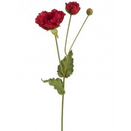 Мак красный ветка большая (1 цветок 2 бутона)