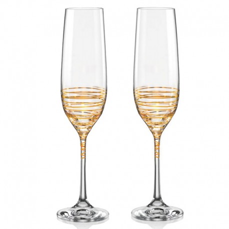 Бокалы для шампанского Виола 40729/M8441 золотая спираль 190 мл. 2 шт. Crystalex Bohemia