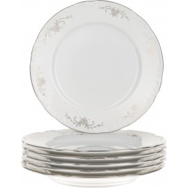 Тарелка десертная 17 см Constance Серый орнамент отводка платина Thun